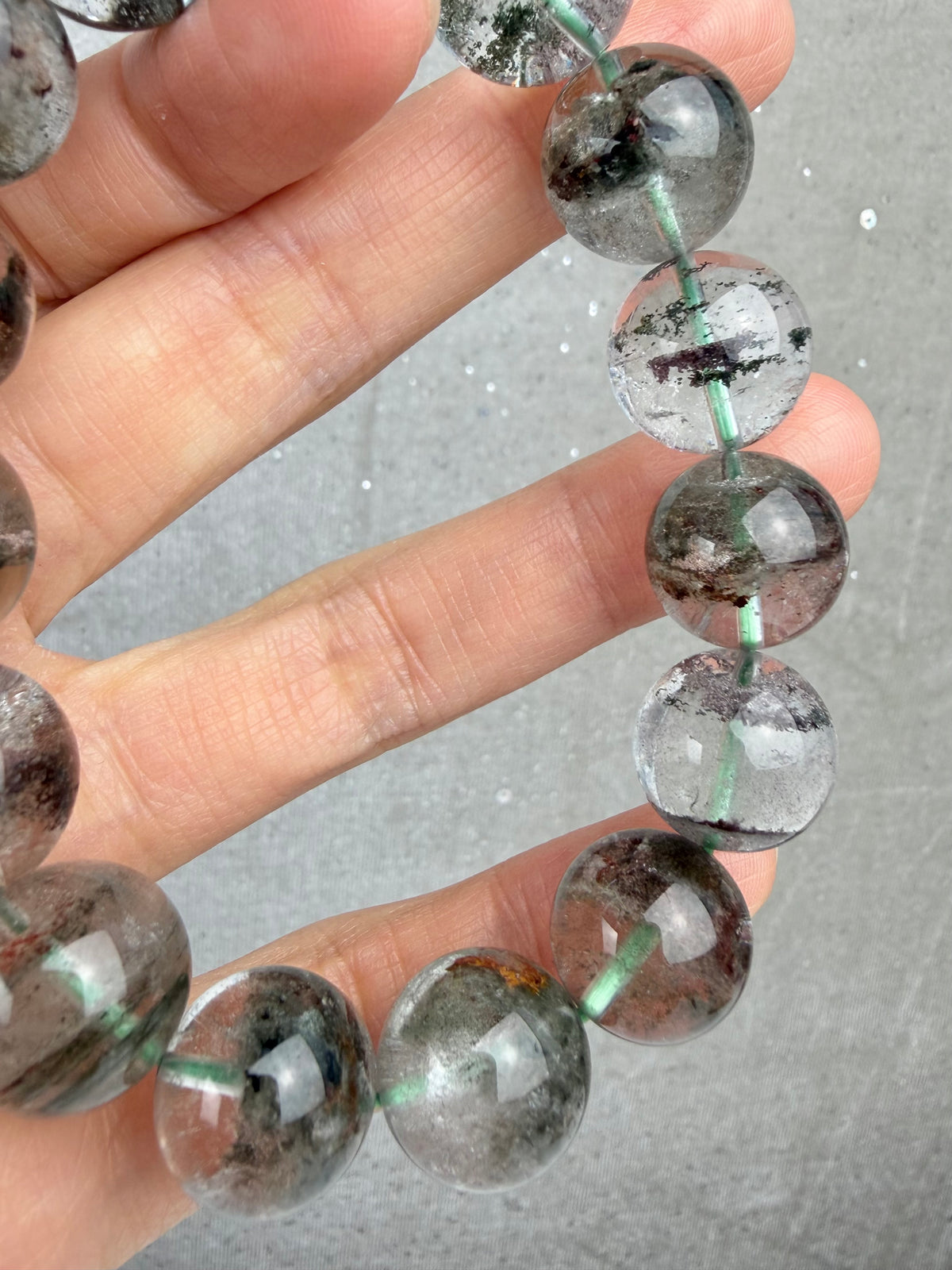 Hagekvarts/Lodolitt armbånd 14mm+