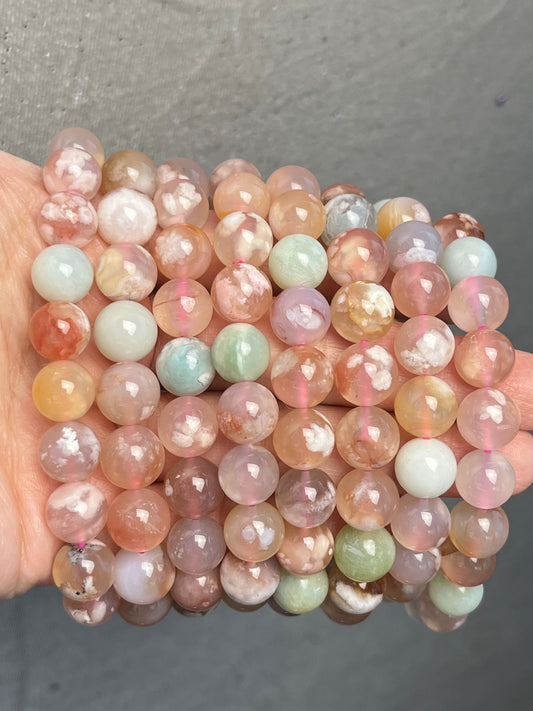 Blomster Agat armbånd 10mm+