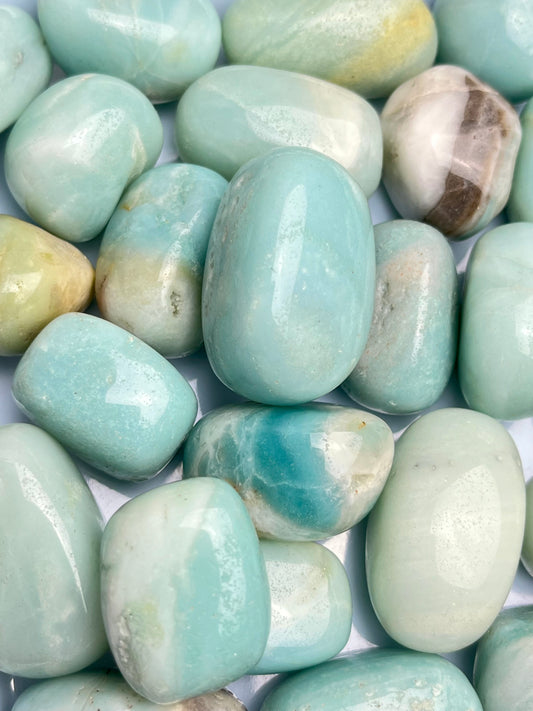 Sky blue kvarts tromlet 25-40mm