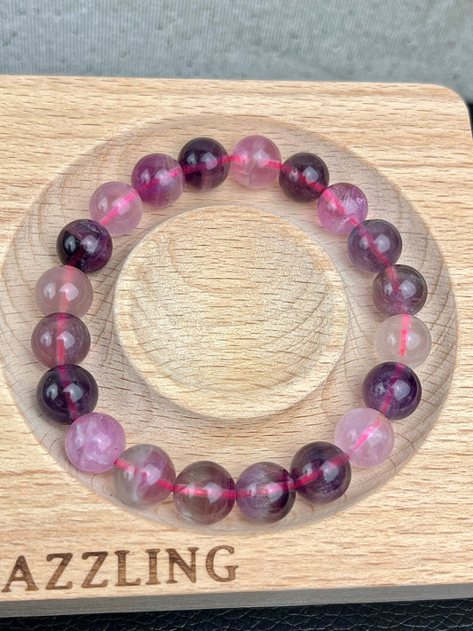 Regnbue Fluoritt armbånd 9mm+