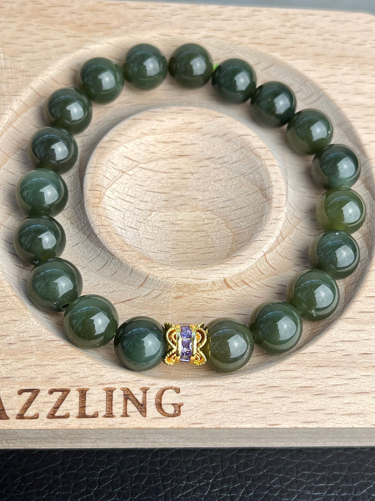 Jade, Nefritt armbånd 10mm+