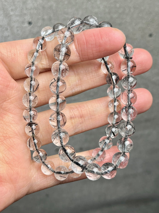 Turmalinkvarts armbånd 7-8mm+