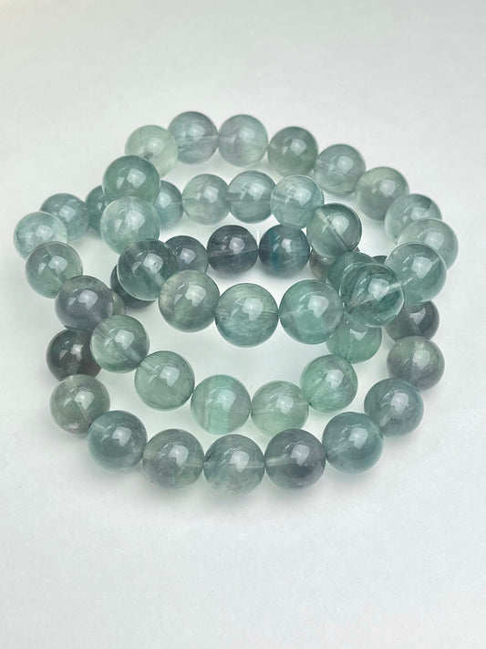 Blågrønn Fluoritt armbånd 11-13mm+