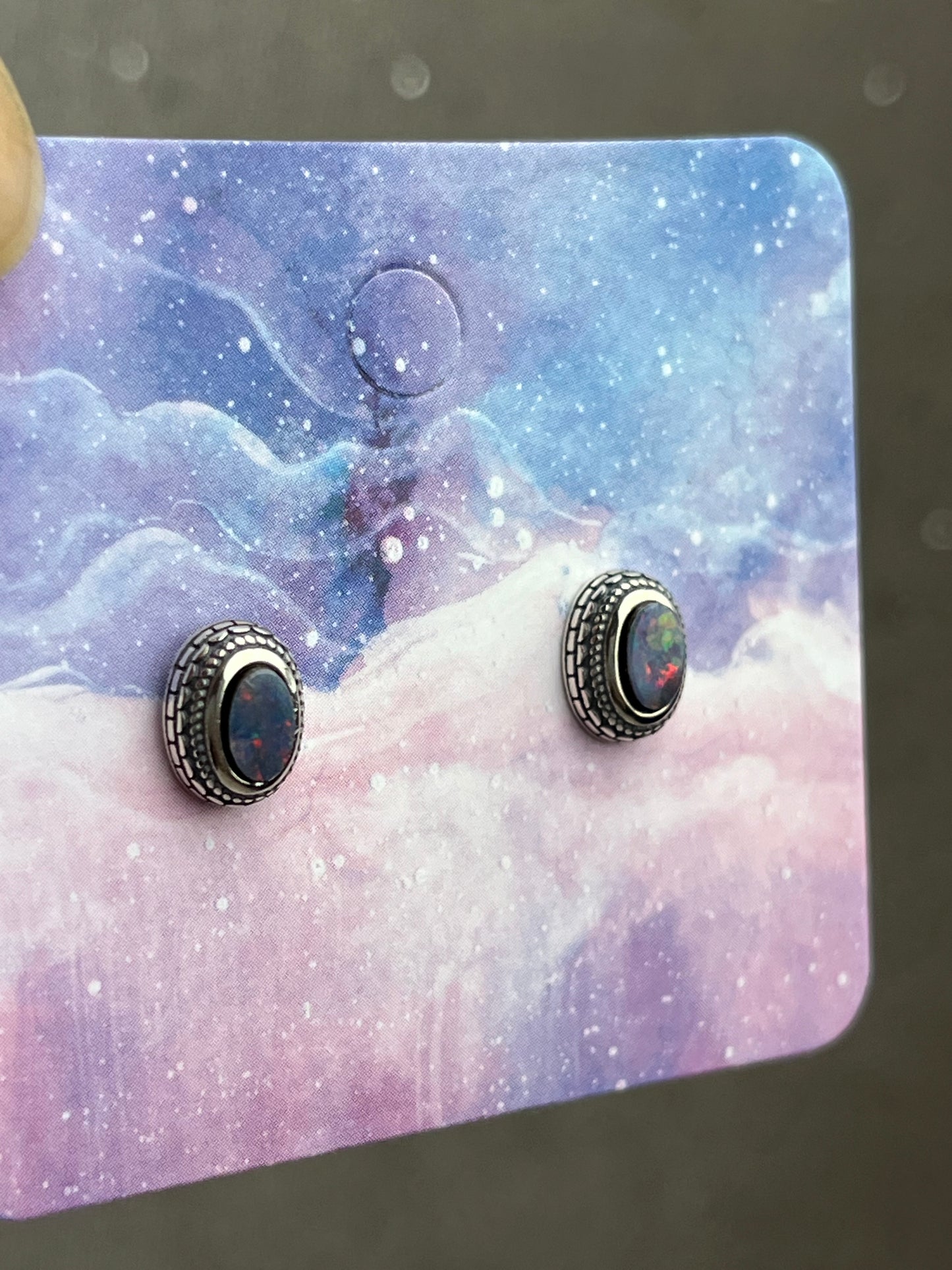 Opal øredobber i 925 sterling sølv(fra Australia)