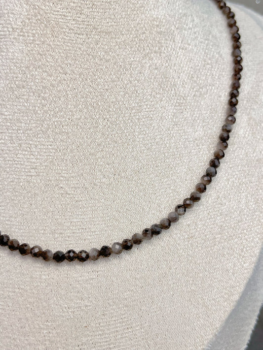 Sølv Obsidian Halskjede