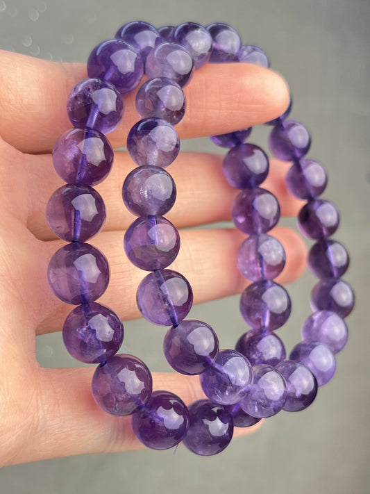 Ametyst armbånd 9-10mm+