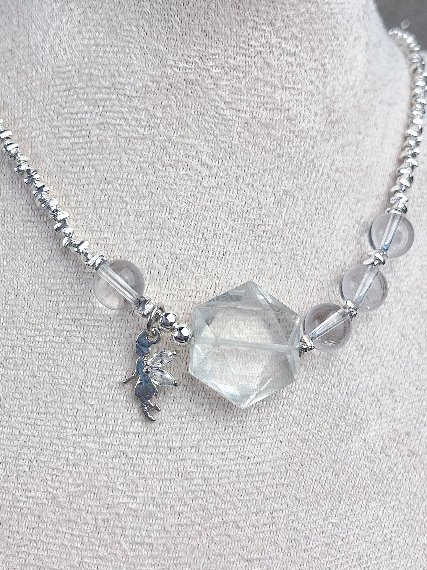 Bergkrystall klar kvarts Halskjede