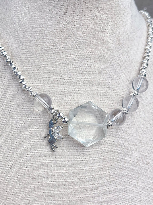Bergkrystall klar kvarts Halskjede