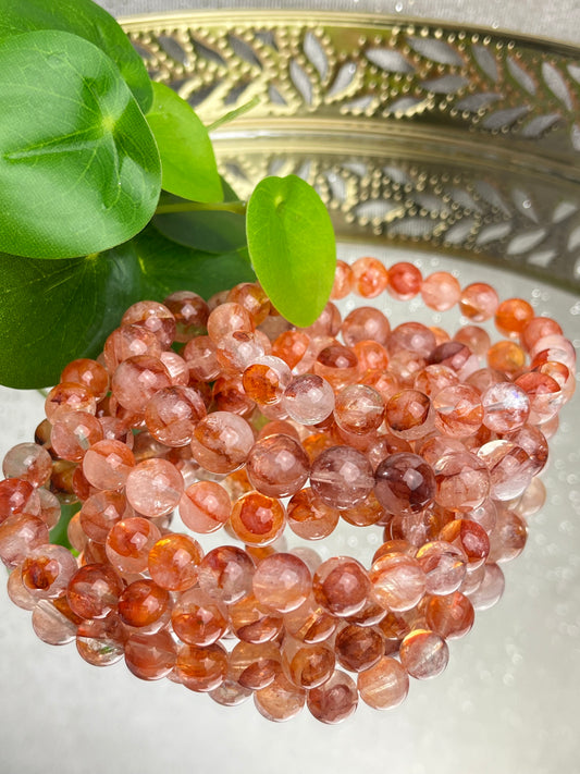 Flammekvarts armbånd 8-10mm+