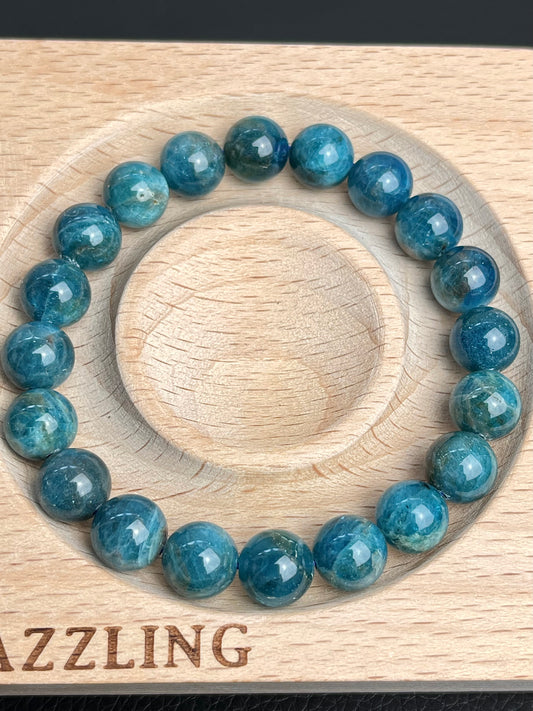 Blå Apatitt armbånd 9-10mm+