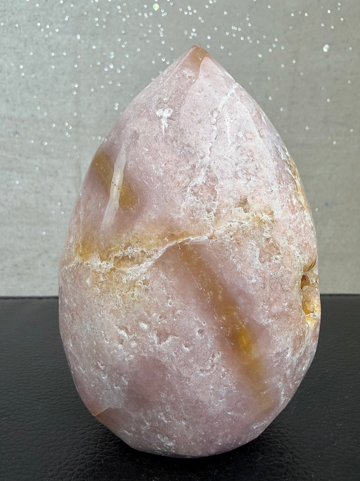 Blomster Agat med druzy kvarts flamme