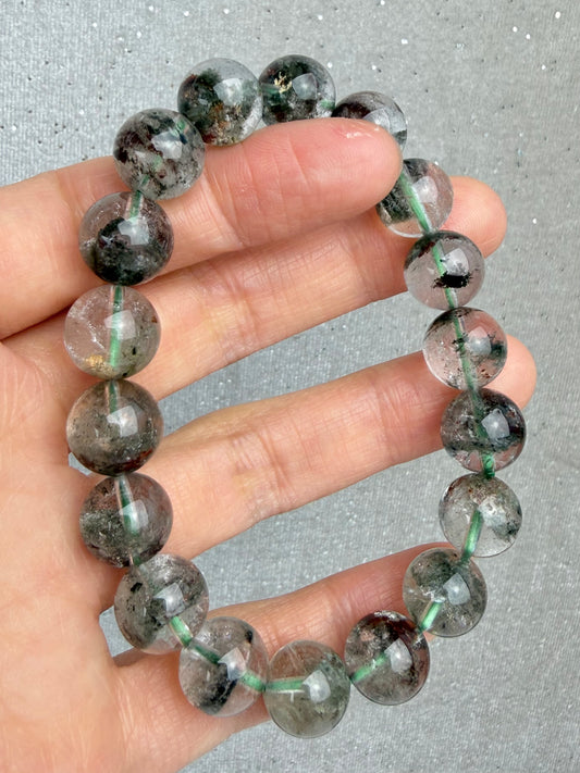 Hagekvarts/Lodolitt armbånd 11mm+