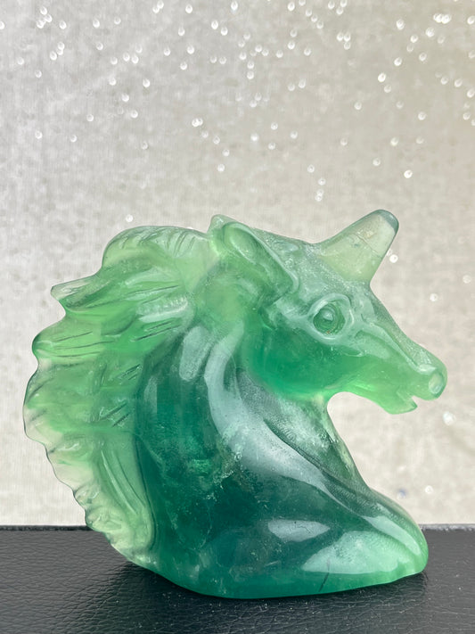 Grønn Fluoritt Enhjørning 7cm