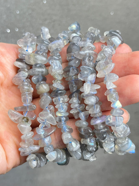 Labradoritt chips armbånd 8mm+