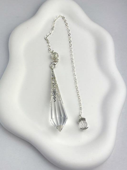 Bergkrystall klar kvarts Anheng/Pendel med kjede, God kvalitet