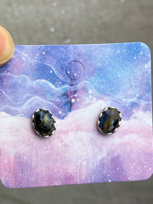 Pietersitt øredobber i 925 sterling sølv