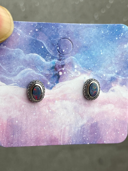 Opal øredobber i 925 sterling sølv(fra Australia)