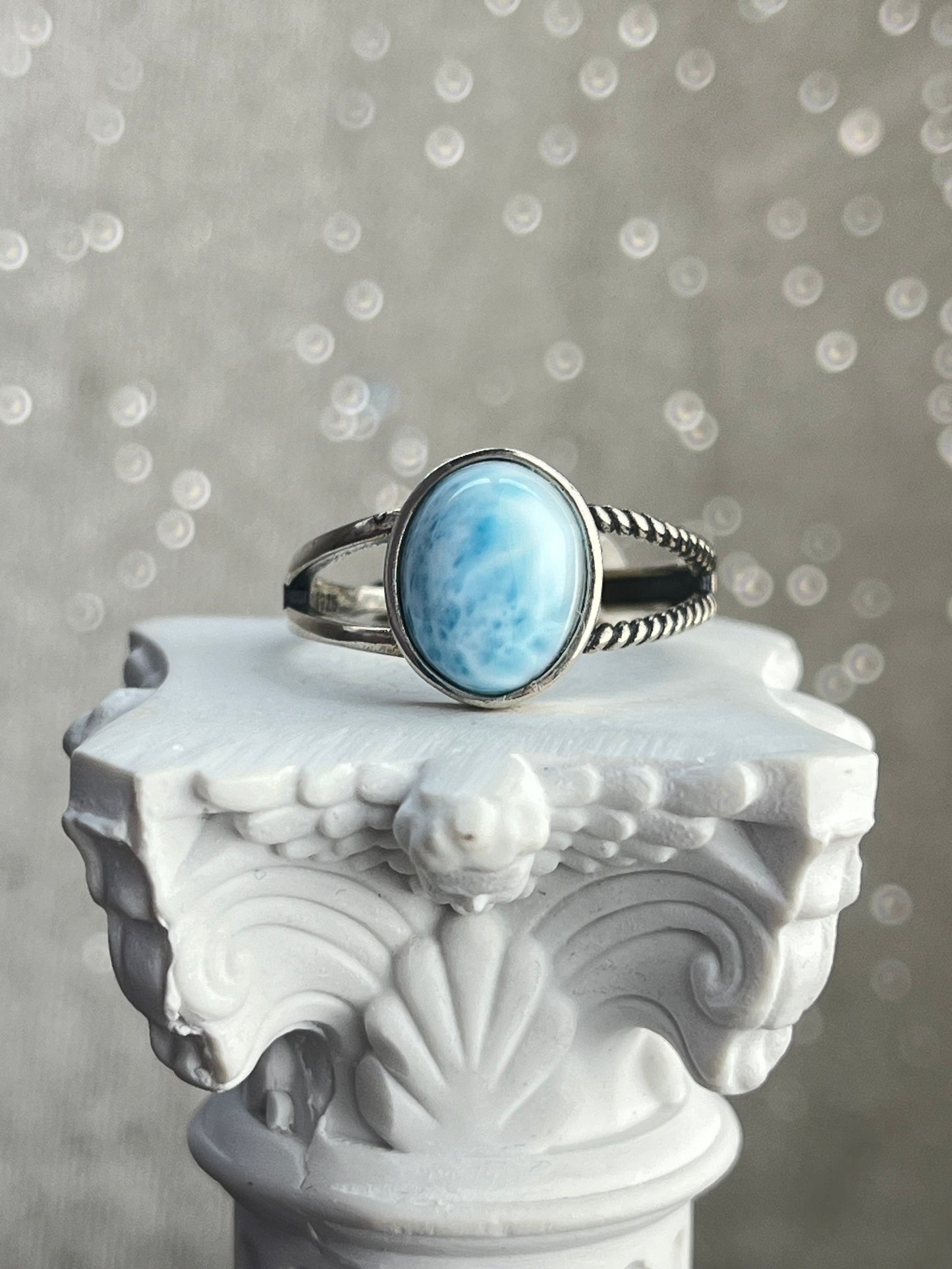 Ring med Larimar i 925 sterling sølv