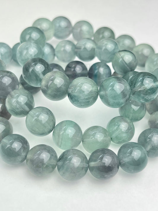 Blågrønn Fluoritt armbånd 11-13mm+