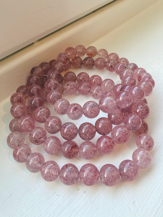 Jordbærkvart armbånd 8mm+