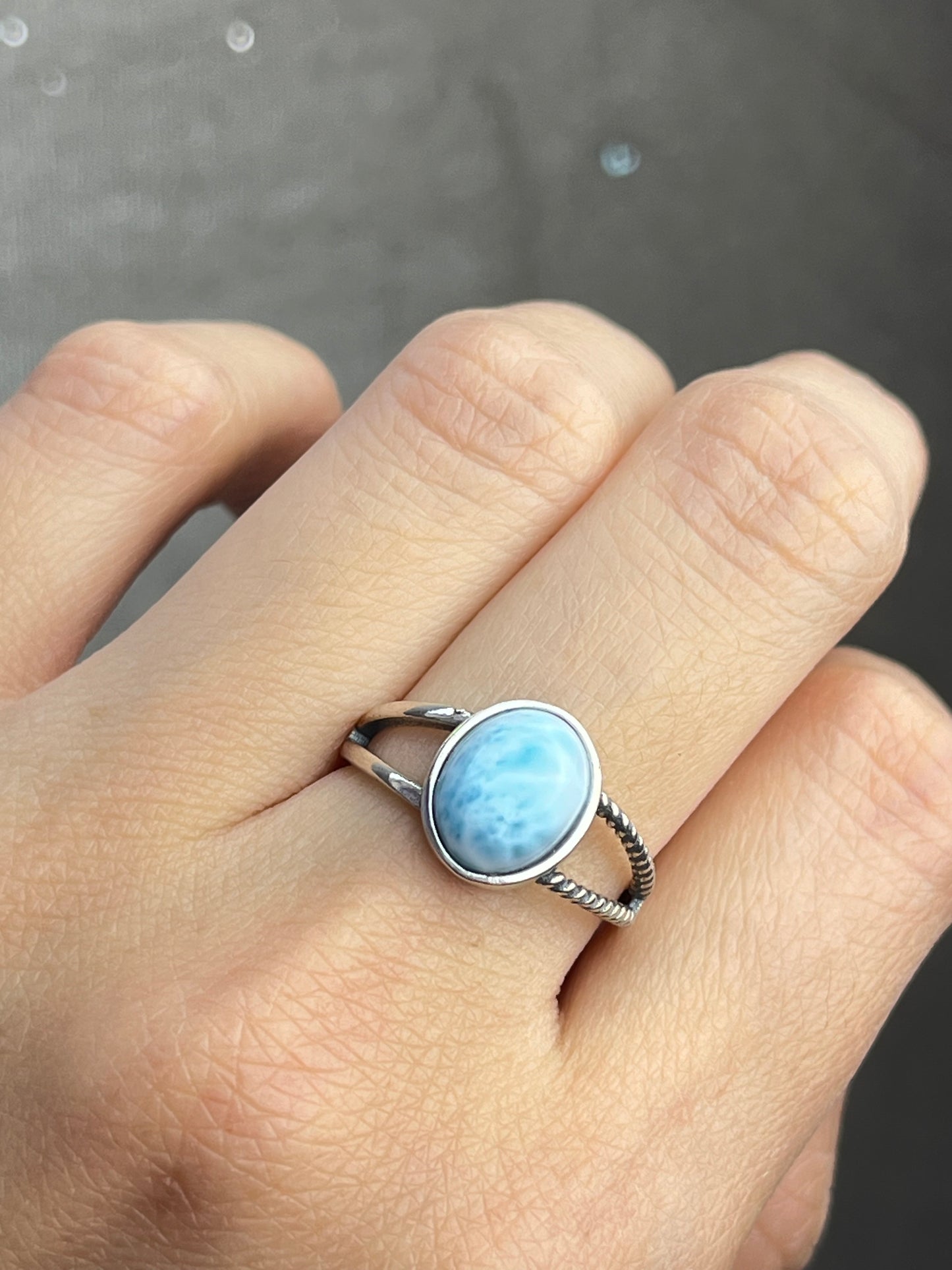 Ring med Larimar i 925 sterling sølv
