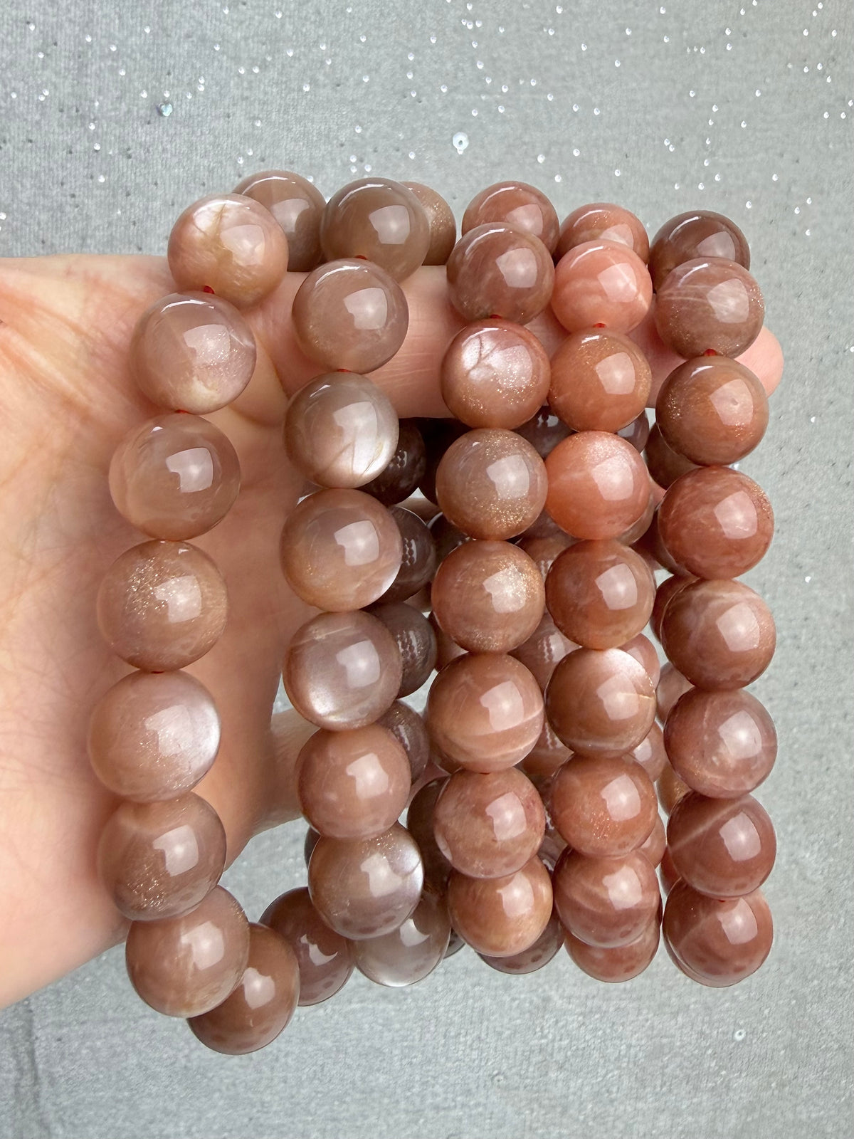 Solstein og månestein armbånd 11-12mm+