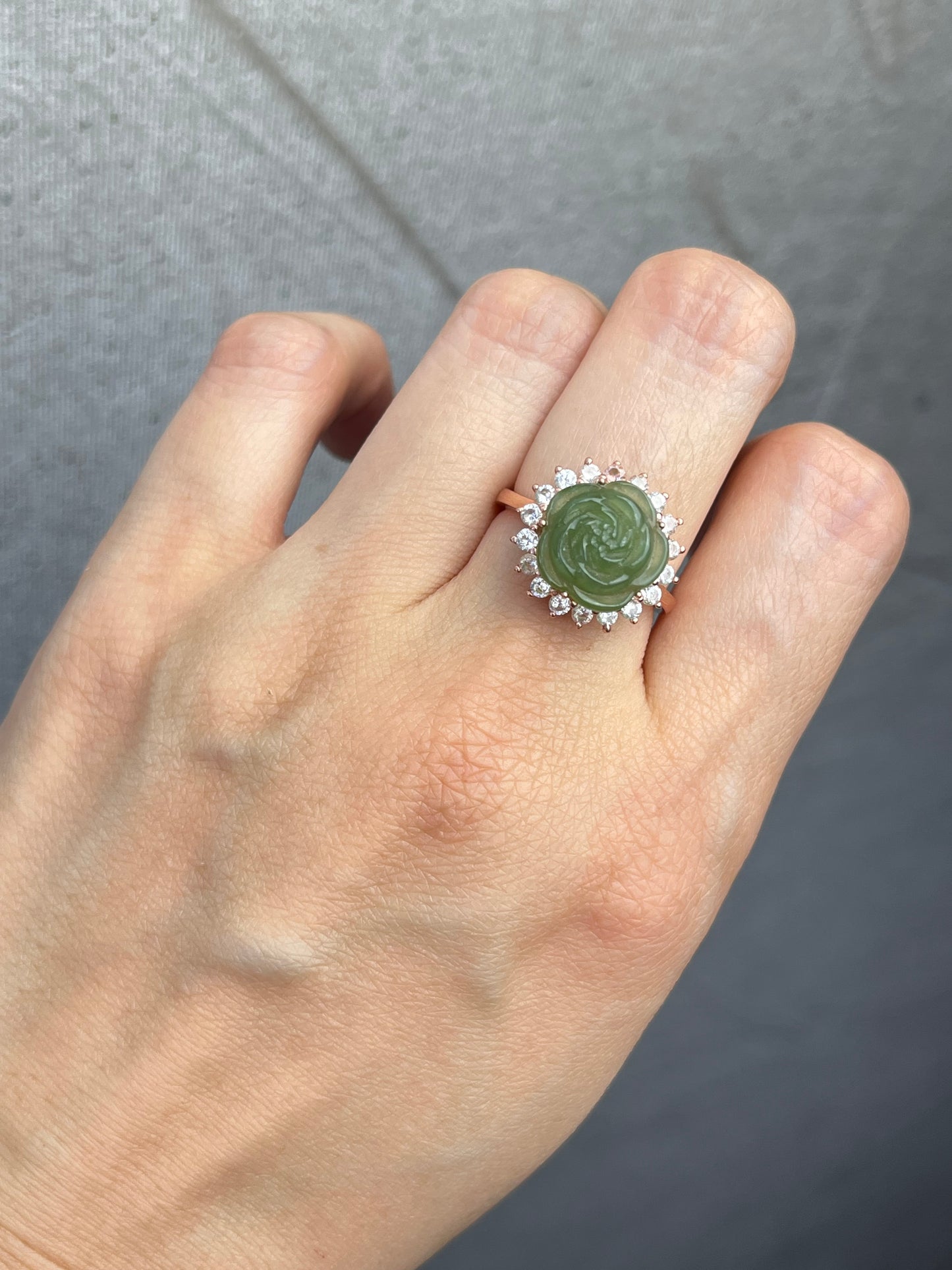Ring med Jade, Nefritt i 925 sterling sølv