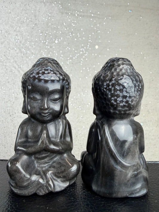Sølv Obsidian Buddha