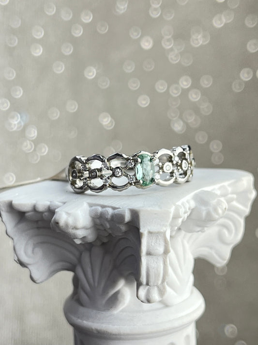 Ring med Blå Grønn Turmalin i 925 sterling sølv