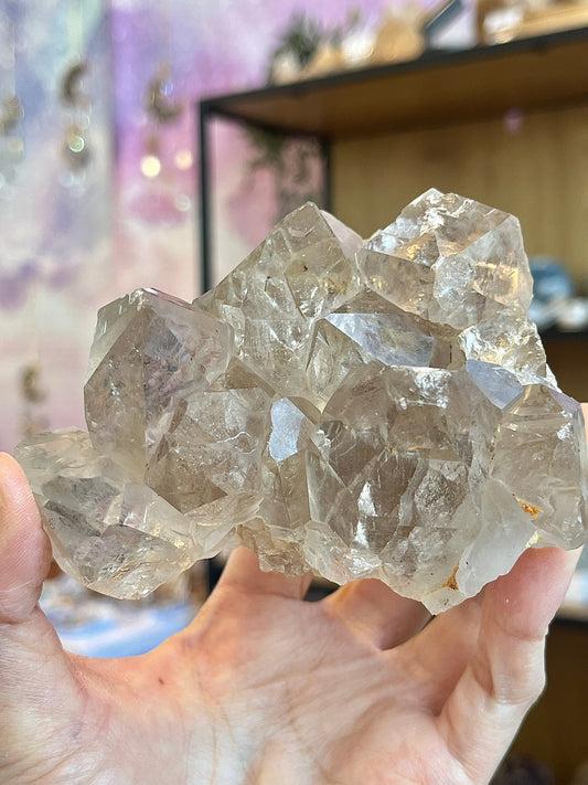 Røykkvarts klynge med rutil fra Brasil