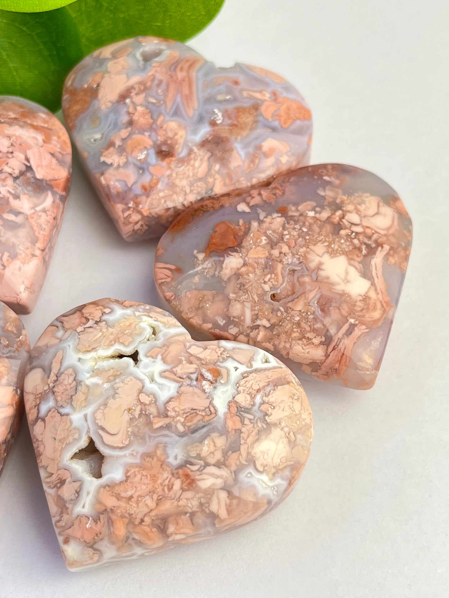 Druzy Rosa Agat hjerte (Cotton Candy Agate)