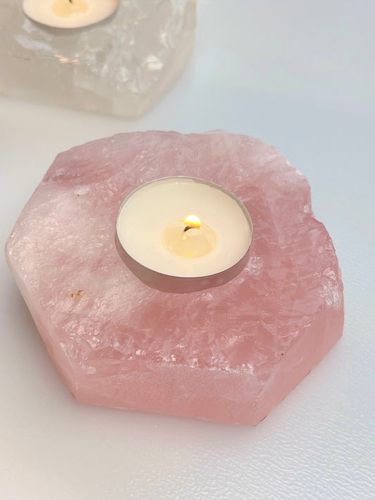 Rosenkvarts telysholder