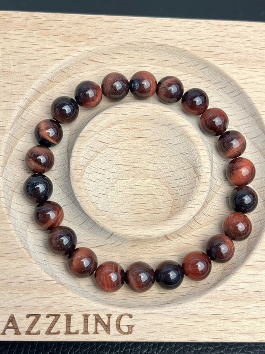 Rød Tigerøye (Okseøye) armbånd 8mm+