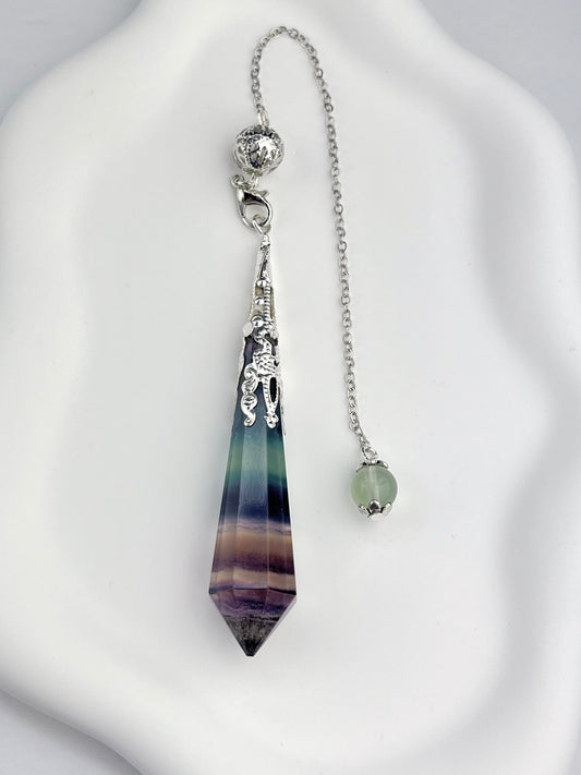 Regnbue Fluoritt Anheng/Pendel med kjede