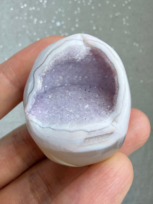 Druzy agat egg, Lilla