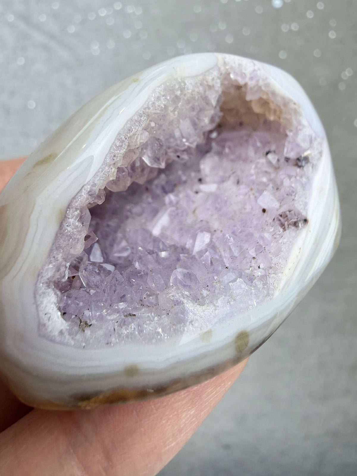 Druzy agat geode, Lilla