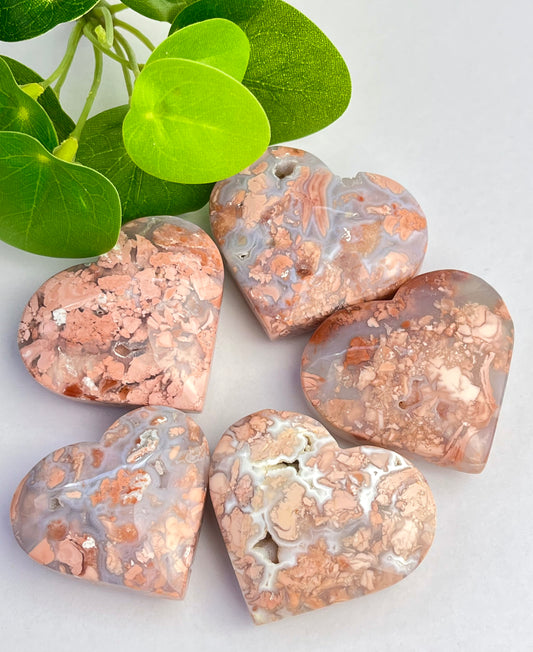 Druzy Rosa Agat hjerte (Cotton Candy Agate)