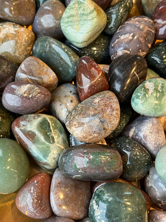 Mose Agat/Jaspis Tromlet 2-3cm,Mix