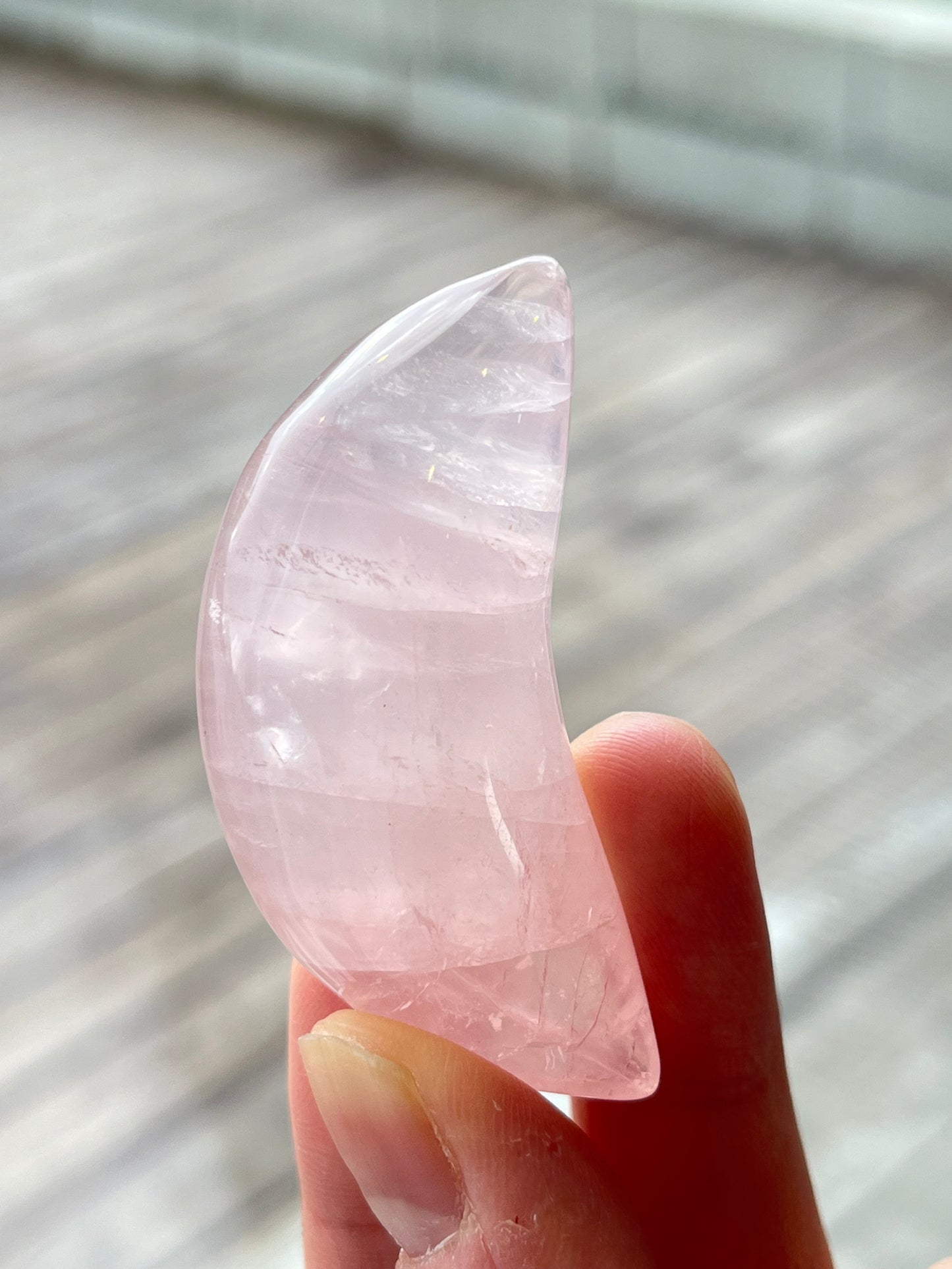 Rosenkvarts hjerte, måne, håndstein, fri form