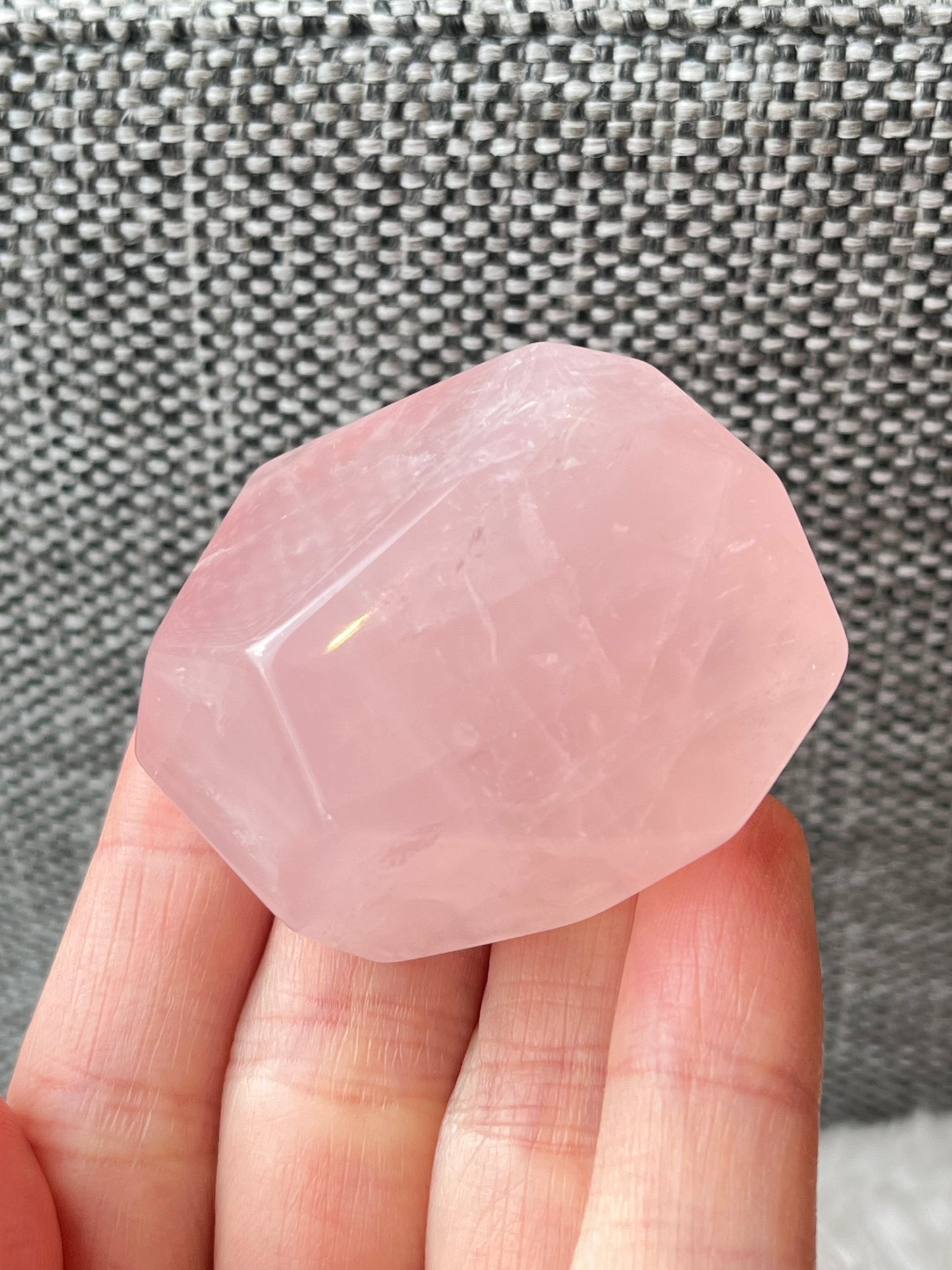 Rosenkvarts hjerte, måne, håndstein, fri form