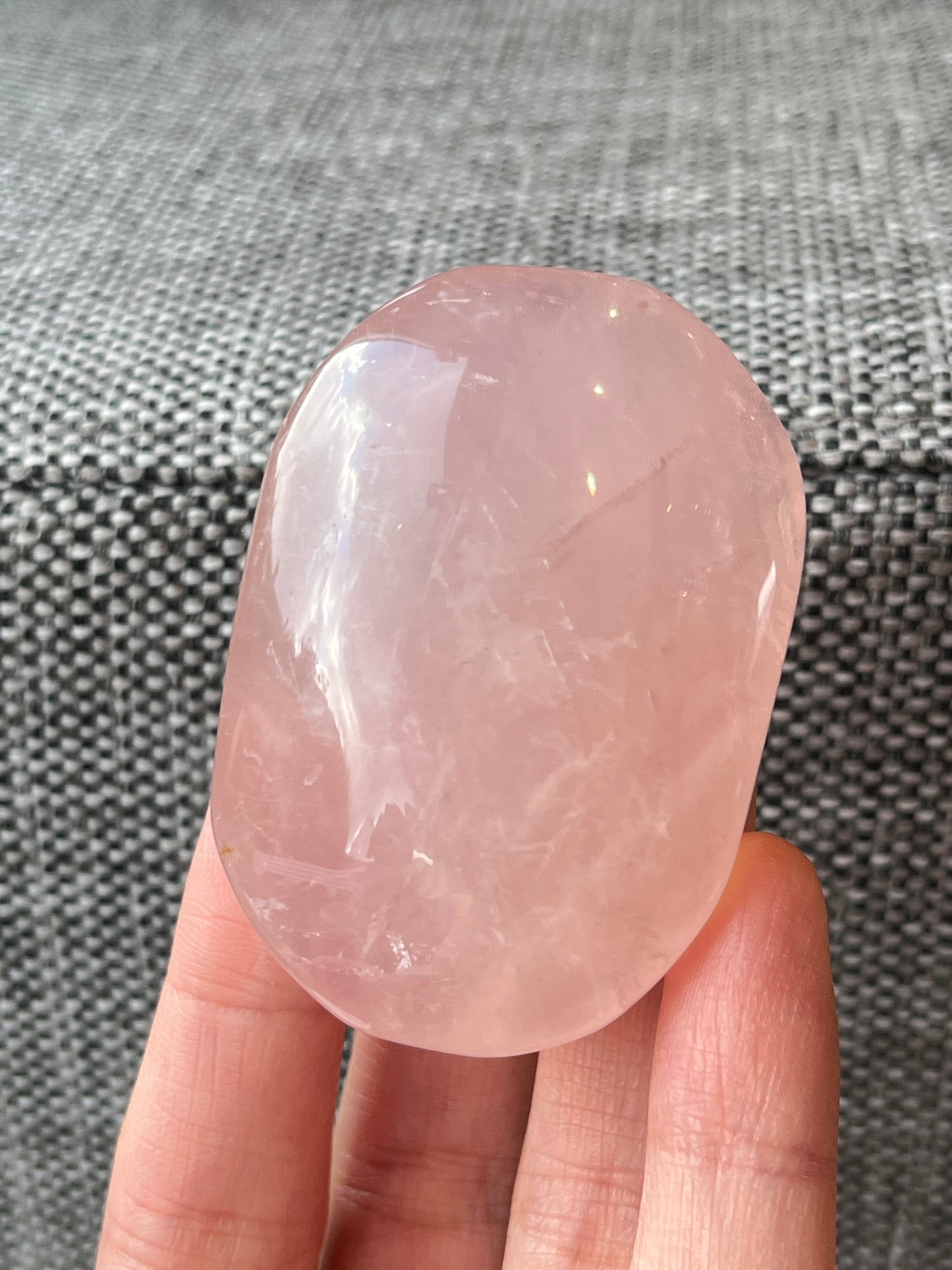 Rosenkvarts hjerte, måne, håndstein, fri form