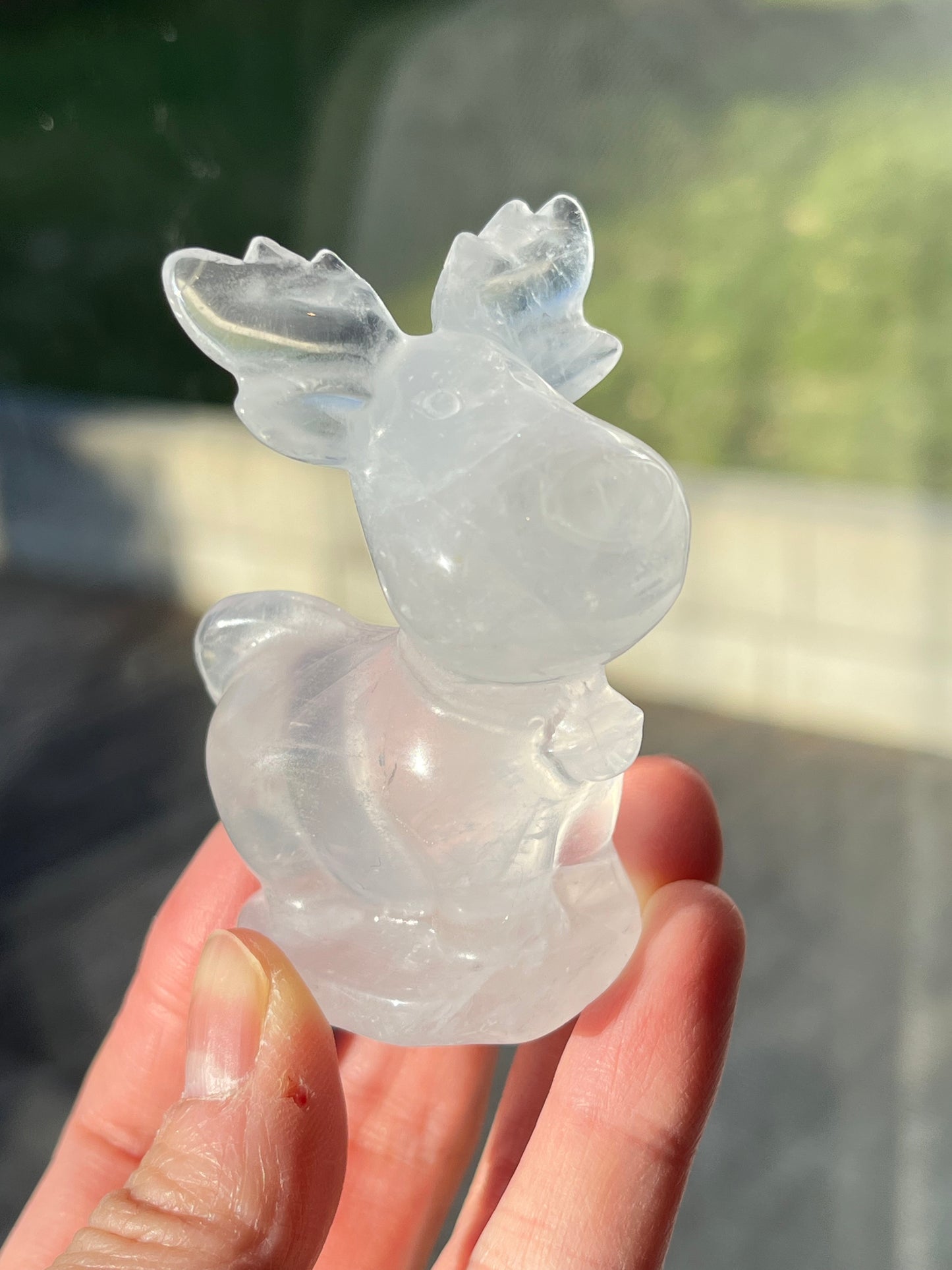 Bergkrystall Klar kvarts jule-reinsdyr 6.5cm