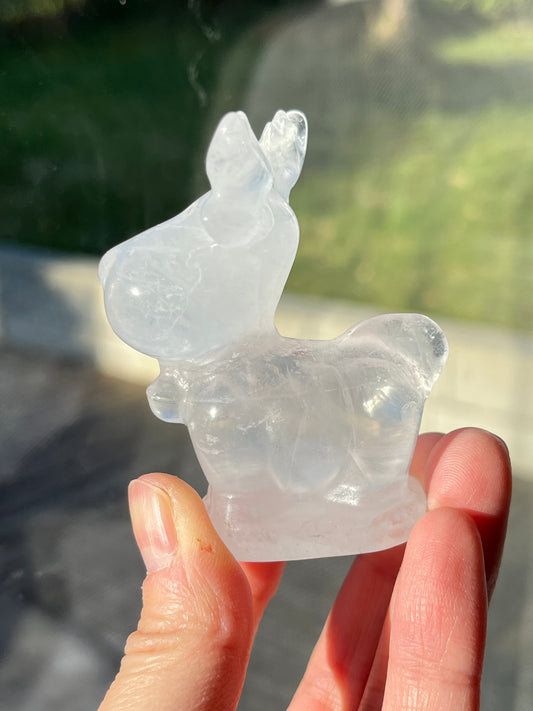 Bergkrystall Klar kvarts jule-reinsdyr 6.5cm