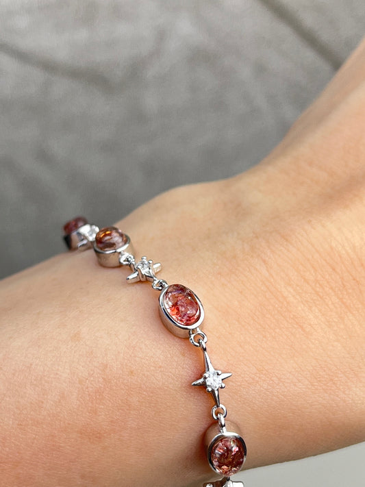 Hematitt kvarts armbånd i 925 sterling sølv