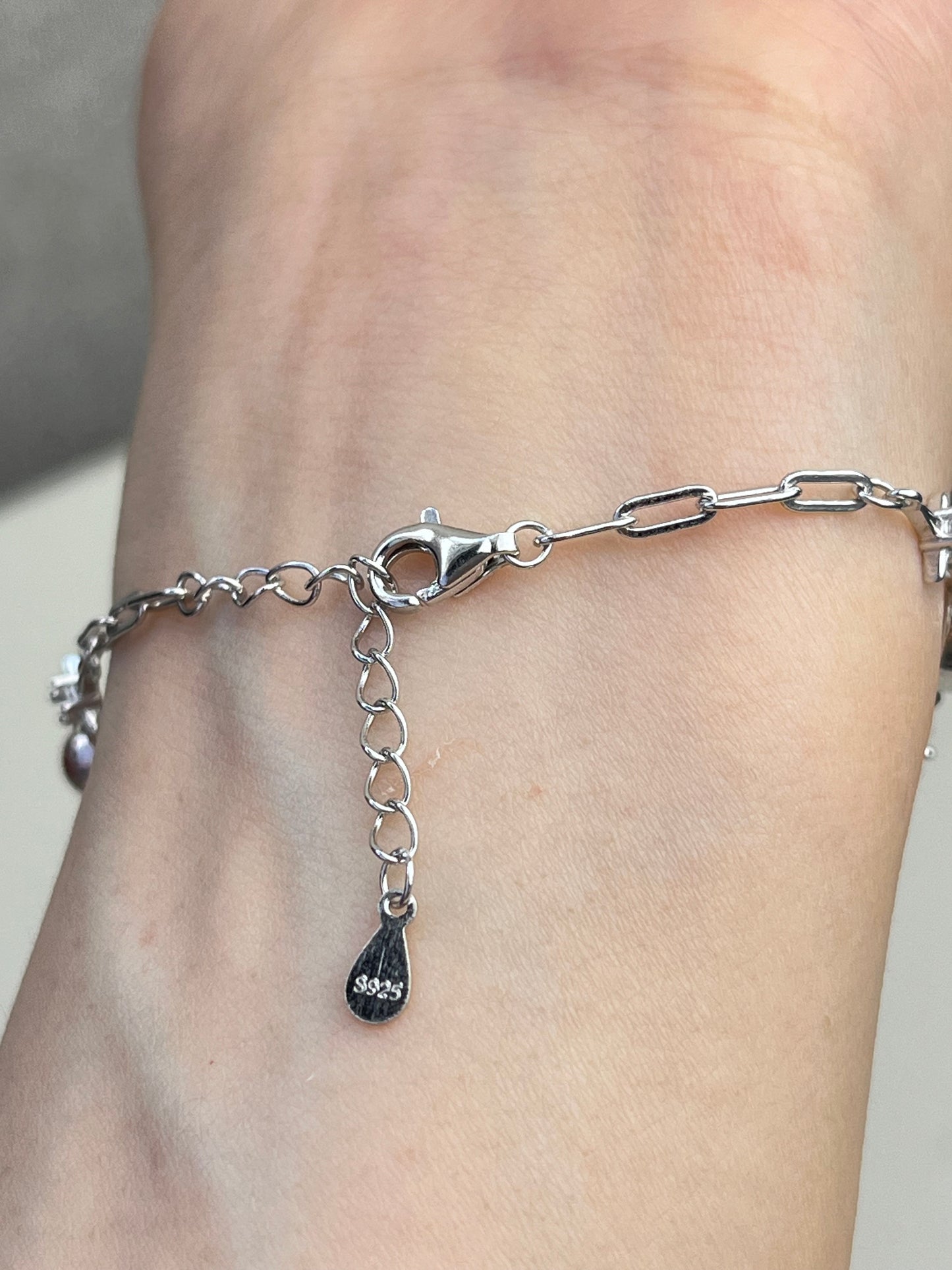 Hematitt kvarts armbånd i 925 sterling sølv