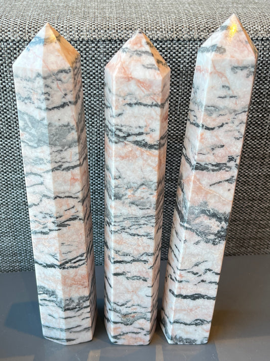 Rosa Zebra Jaspis tårn XL, 21-22cm