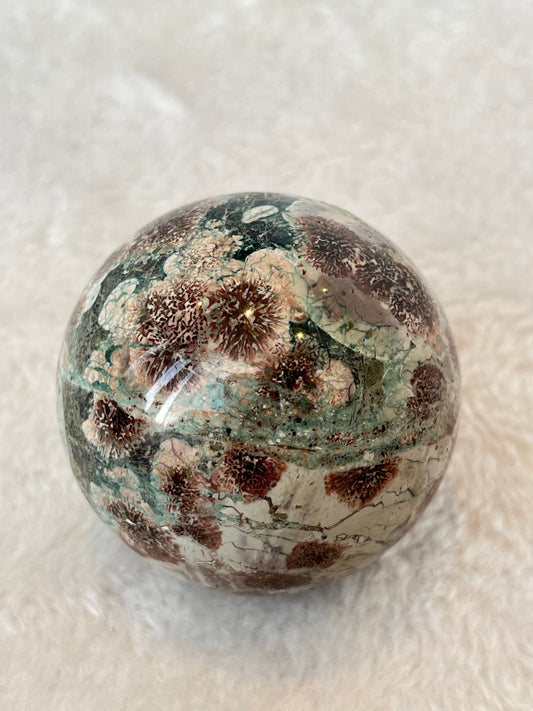 Grønn Blomster Jaspis Kule