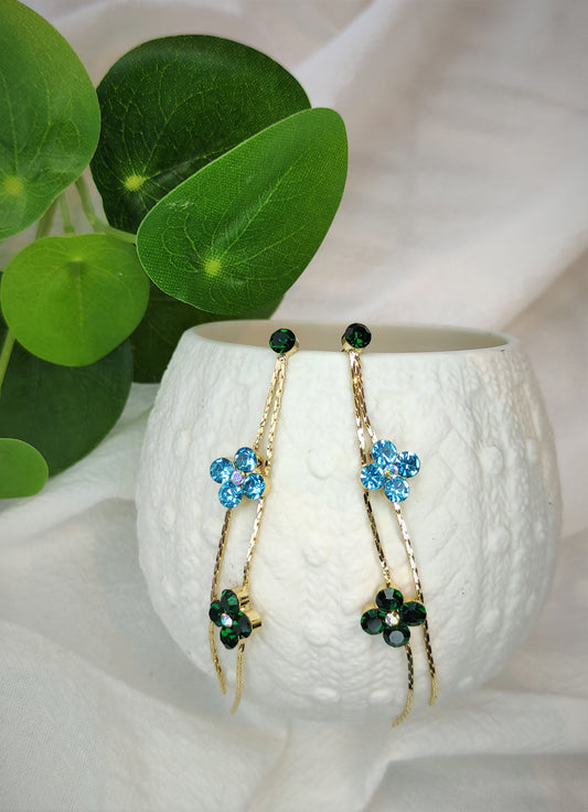 Lange øredobber med blomster og zirkonia