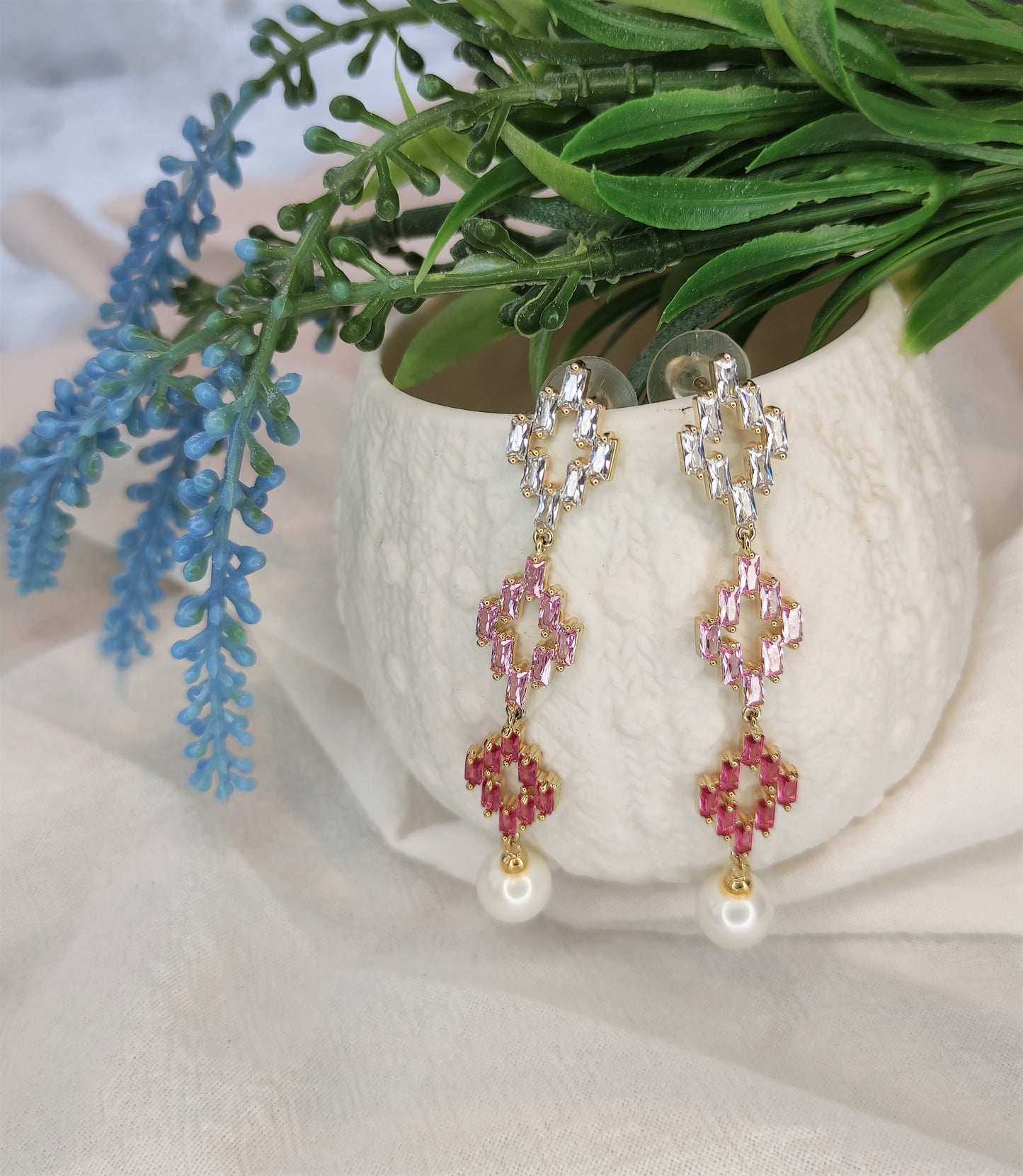 Lange øredobber med perler