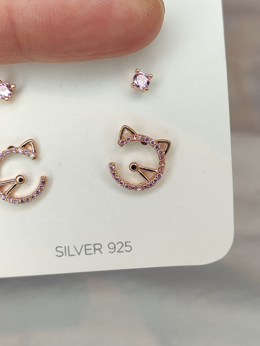 4-delers sett med katteøredobber